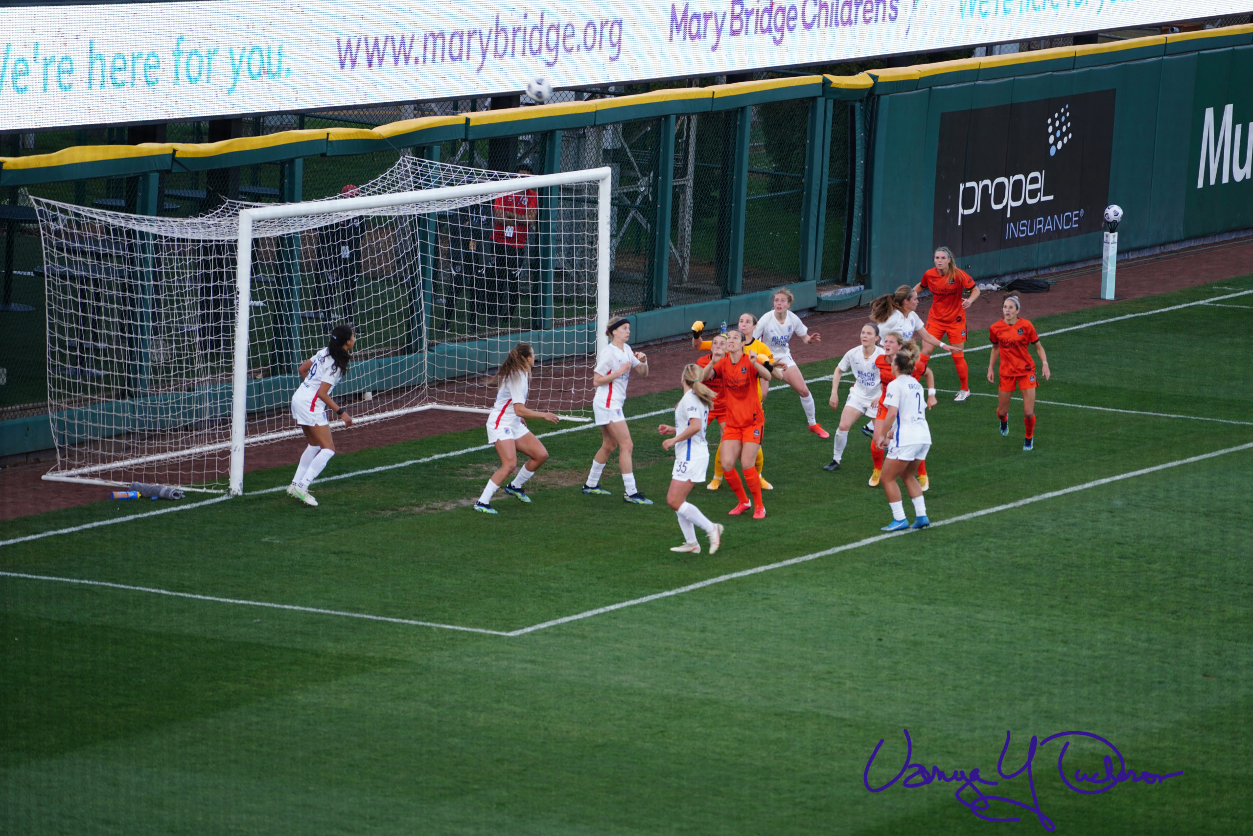 Incoming! Bardsley rises to punch clear the Dash corner